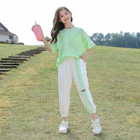 女童网红夏装2023短袖T恤洋气新款半袖套装中大童女装夏季儿童装