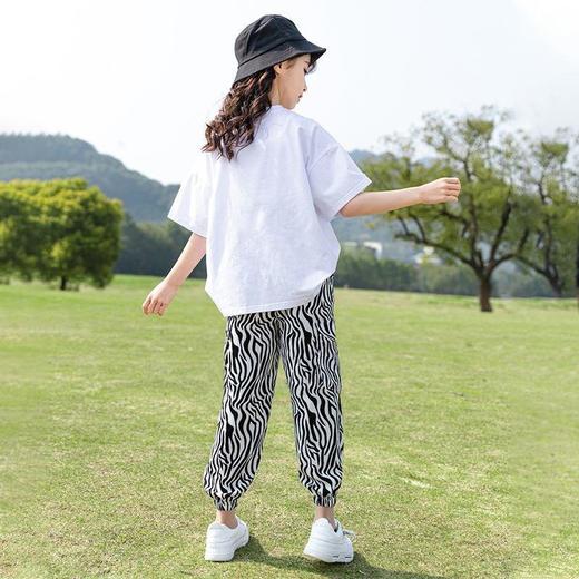 童装女童套装2023夏季韩版中大童休闲短袖上衣T恤裤子运动两件套 商品图1