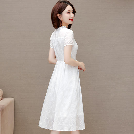 QYM JDA35-L简约拼接时尚雪纺A字裙系带收腰气质连衣裙 商品图2