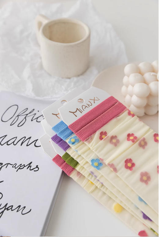 【清仓好价】女士夏季花朵图案丝袜 均码5双 商品图4