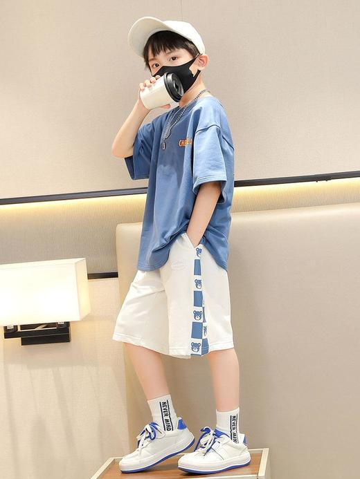 童装男童夏季运动套装儿童洋气时髦短袖短裤两件套2023大童夏装潮 商品图3