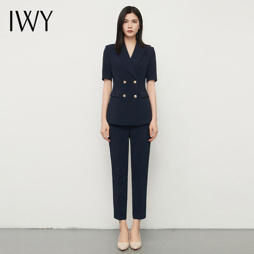 IWY/藏青色西装套装夏季短袖薄款工作服售楼部置业工装ol面试正装CP13208 商品图0