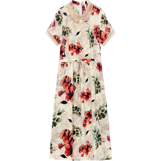 QYM 572390-2-Y印花连衣裙夏季新款系带收腰裙时尚 商品图3