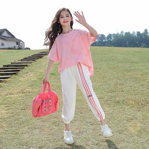女童网红夏装2023短袖T恤洋气新款半袖套装中大童女装夏季儿童装 商品图2