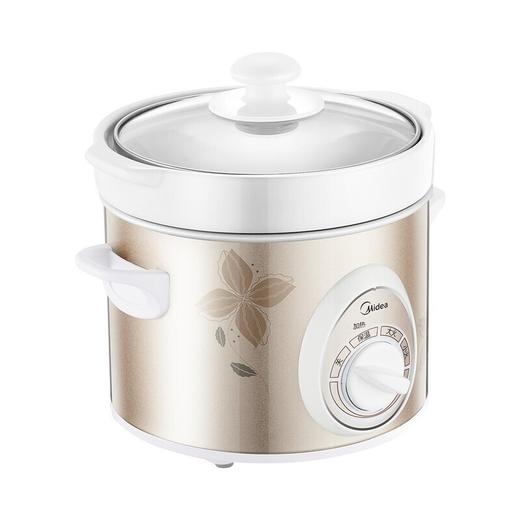 美的电炖锅白瓷2L慢炖家用保温机械式 文火锅煲BGH20A家用防溢两档 商品图0