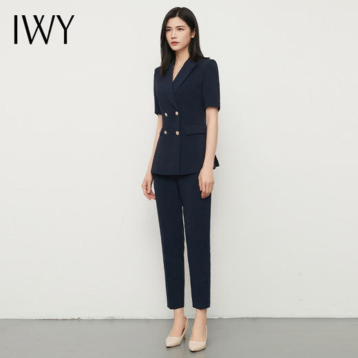 IWY/藏青色西装套装夏季短袖薄款工作服售楼部置业工装ol面试正装CP13208 商品图2