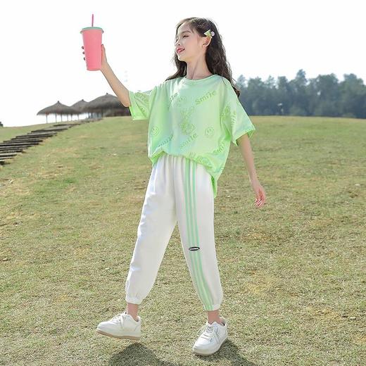女童网红夏装2023短袖T恤洋气新款半袖套装中大童女装夏季儿童装 商品图1