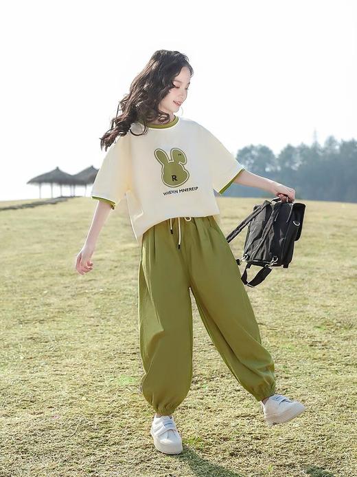 女童运动两件套夏款洋气2023新款女大童夏季短袖套装儿童休闲夏装 商品图3