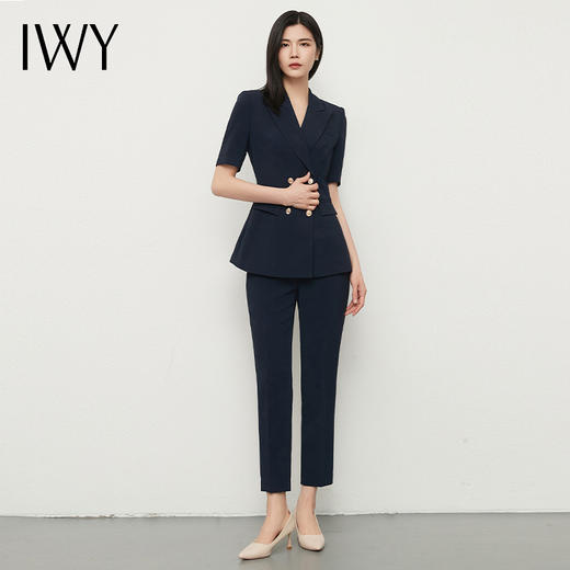IWY/藏青色西装套装夏季短袖薄款工作服售楼部置业工装ol面试正装CP13208 商品图1