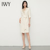 IWY/小香风缎面连衣裙七分袖新款西装领主持人上镜装杏色服装艺考231078Q1 商品缩略图1