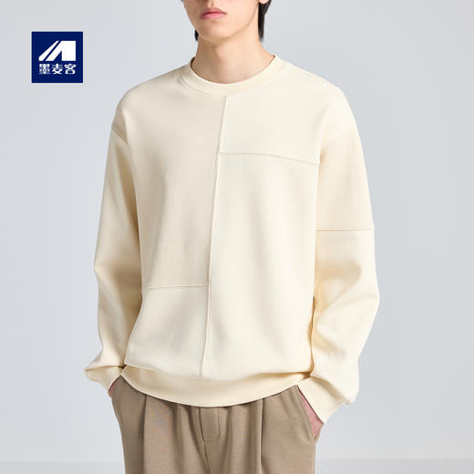 墨麦客男装2023春秋季新款圆领卫衣男士针织长袖休闲上衣男55391 商品图0