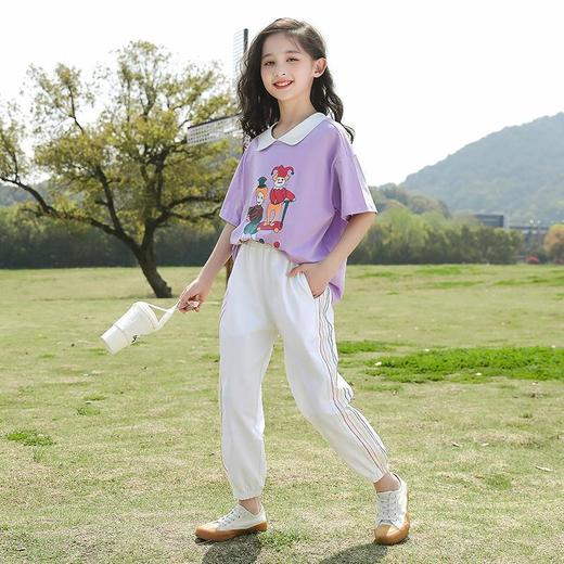 韩版女童夏季休闲套装2023年新款中大童小女孩洋气时髦运动两件套 商品图3
