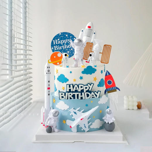 【航天火箭-星空】宇宙山河浪漫，生活点滴温暖-网红生日蛋糕 商品图0