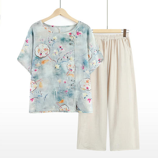 短袖天丝棉休闲套装，中老年人妈妈装加肥大码两件套TYWF-C428DEX335 商品图7