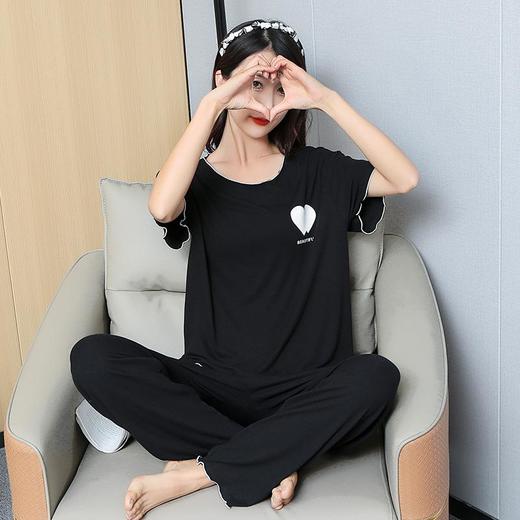 夏季莫代尔睡衣女款三件套短袖短裤长裤女士冰凉家居服套装代发 商品图1