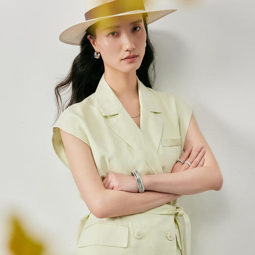 IN AND ON 夏季新款天丝亚麻系带休闲马甲宽松短裤显瘦套装女53396 53397 商品图1