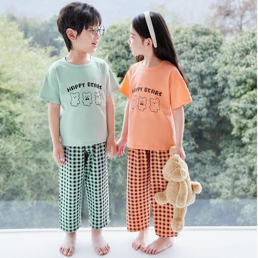 新款儿童夏季家居服套装薄款莱卡棉睡衣男女中大童短袖长裤空调服 商品图2