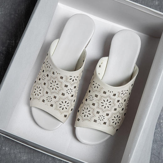 MLD-9921夏季新款粗高跟拖鞋女外穿复古鱼嘴鞋民族风凉拖鞋女 商品图2