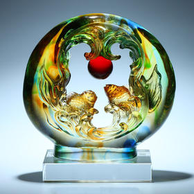 【样品清仓4折，无原包装，仅1件】福缘琉璃-鸿运当头摆件乔迁新居礼品大气高档礼物