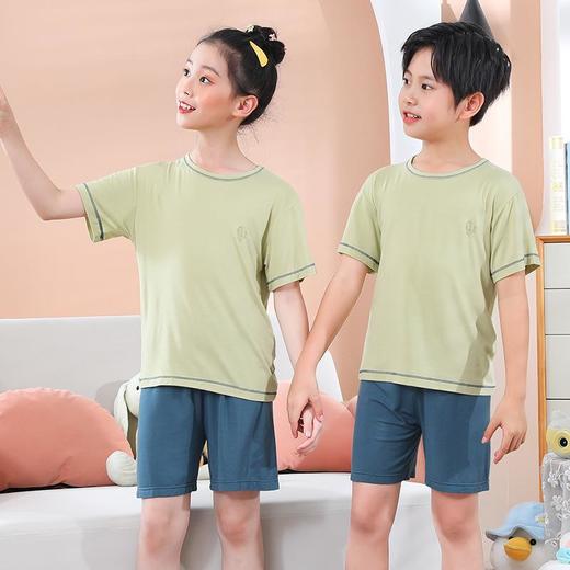 2023新款绵软夏季儿童睡衣套装中小童莫代尔短袖空调服一件代发 商品图1
