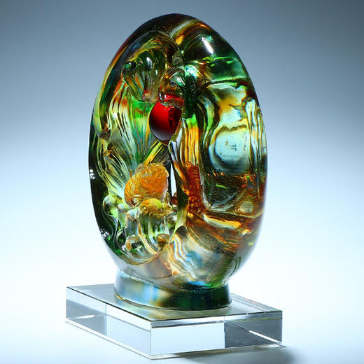 【样品清仓4折，无原包装，仅1件】福缘琉璃-鸿运当头摆件乔迁新居礼品大气高档礼物 商品图2