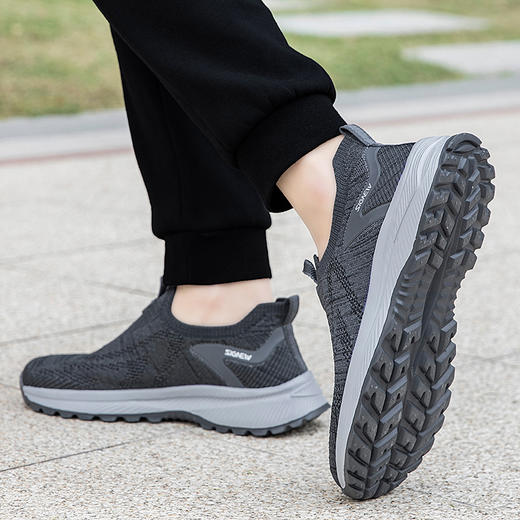 信诺单网透气老人鞋男夏季一脚蹬软底防滑老年健步运动休闲爸爸鞋XN3C661-2 商品图4