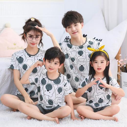 亲子冰丝睡衣套装夏季薄款儿童居家服男童空调服女童装短袖家居服 商品图0