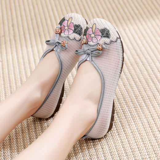 平底古风网纱凉鞋，透气网面绣花鞋民族风汉服鞋MY-S2 商品图4