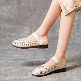 MLD-6602春夏新款凉鞋平底防滑镂空老人鞋浅口低帮透气休闲凉鞋女
