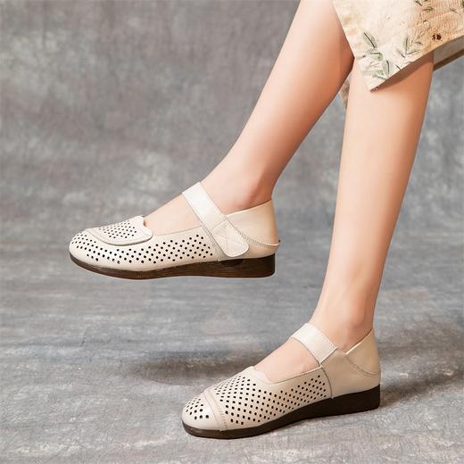 MLD-6602春夏新款凉鞋平底防滑镂空老人鞋浅口低帮透气休闲凉鞋女 商品图0