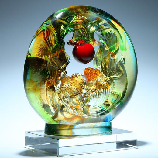 【样品清仓4折，无原包装，仅1件】福缘琉璃-鸿运当头摆件乔迁新居礼品大气高档礼物 商品图1