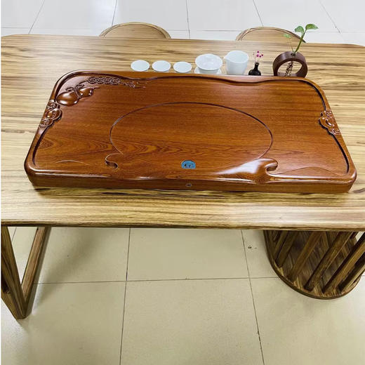 龙福-整块实木花梨木原木茶台家用简约 福禄双全茶盘82.5*43*3.8cm【不支持补差，非质量问题不退不换】S 商品图2