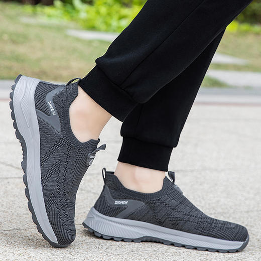 信诺单网透气老人鞋男夏季一脚蹬软底防滑老年健步运动休闲爸爸鞋XN3C661-2 商品图3