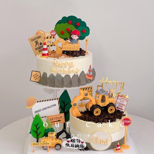 挖掘机悬浮儿童卡通蛋糕（超出3km外仅限自提）-低糖处理无添加 商品图1