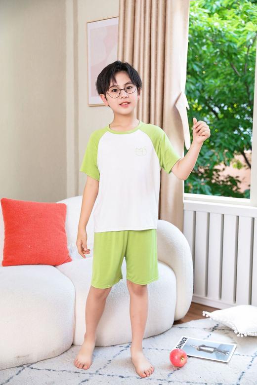 男童夏季莫代尔短袖短裤家居服薄款空调服短袖插肩睡衣两件套批发 商品图2