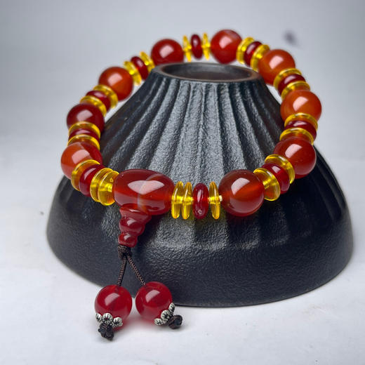 玛瑙单圈红圆珠10m三隔珠 商品图0