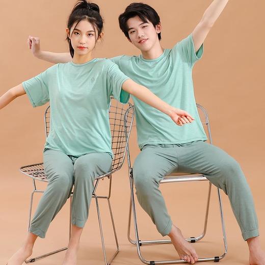 中大童薄款居家服夏季新款男女童短袖长裤莫代尔睡衣空调服批发 商品图0