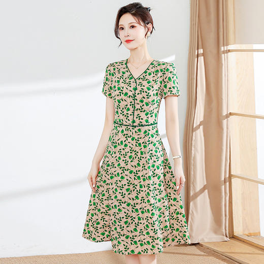简约碎花中长款，时尚大码雪纺裙QYM-FL-C8839-L 商品图2