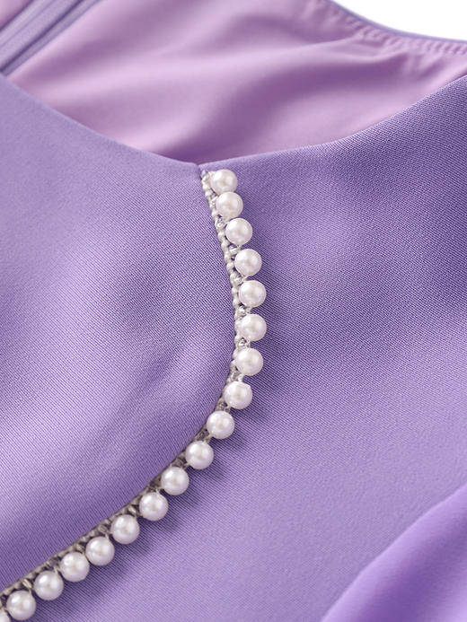 圆领重工钉珠修身收腰，显瘦开叉包臀连衣裙WLZD-2313301 商品图3