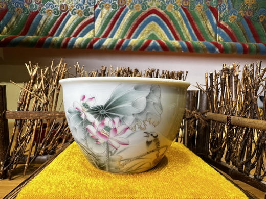 仿古青釉荷花小缸杯 商品图2