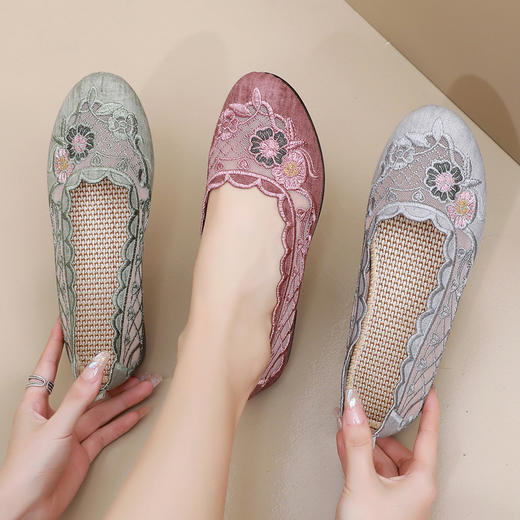 DD-夏新款布鞋女网鞋透气网面中老年平底舒适妈妈鞋 商品图2