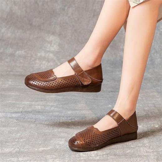 MLD-6602春夏新款凉鞋平底防滑镂空老人鞋浅口低帮透气休闲凉鞋女 商品图2