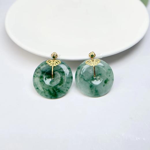 18K翡翠吊坠-飘花平安扣 商品图0