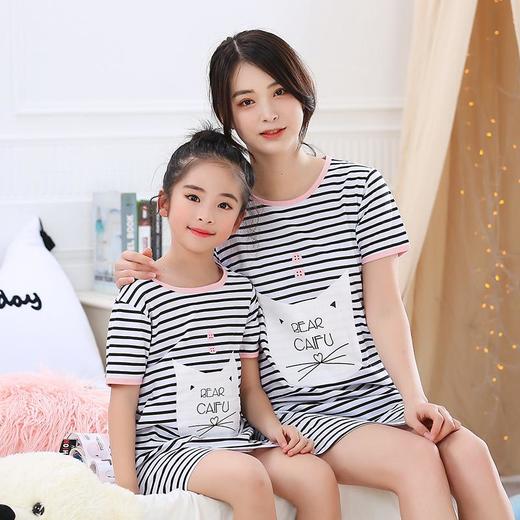 2023夏季亲子款卡通睡裙女童纯棉家居裙女士短袖宽松母女装连衣裙 商品图0