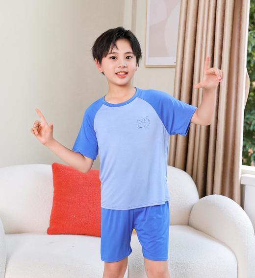 男童夏季莫代尔短袖短裤家居服薄款空调服短袖插肩睡衣两件套批发 商品图0