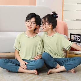 夏季新款中大童家居服套装男童莫代尔透气女童短袖长裤睡衣两件套