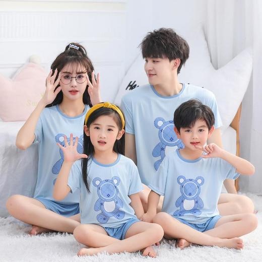 亲子冰丝睡衣套装夏季薄款儿童居家服男童空调服女童装短袖家居服 商品图2