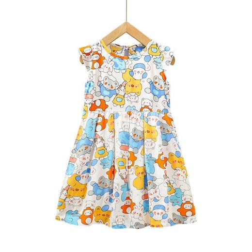 女童连衣裙夏季小清新可爱印花裙子女孩甜美无袖绵绸可外穿睡裙 商品图4
