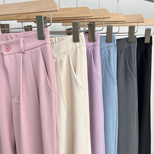 夏季新款休闲西装裤，高腰宽松，瘦不紧致，阔腿设计更显修长，百搭直筒拖地裤子，让你一秒变身职场女王！ 商品图5