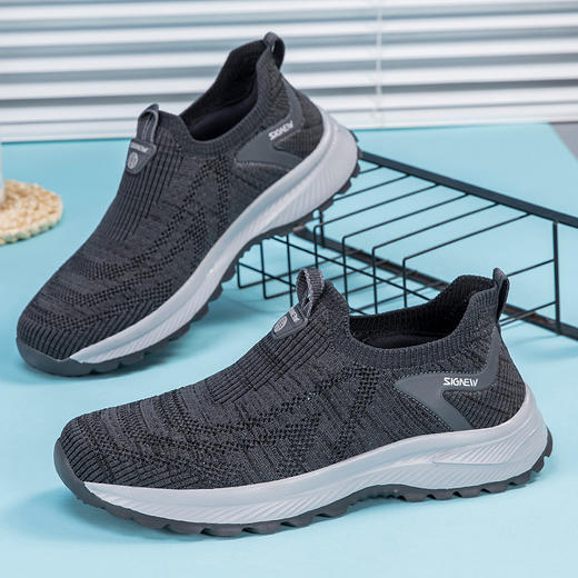 信诺单网透气老人鞋男夏季一脚蹬软底防滑老年健步运动休闲爸爸鞋XN3C661-2 商品图0